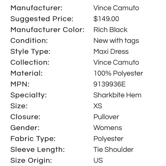 NWT XS VINCE CAMUTO shark bite hem shoulder tie floaty oasis rich black midimaxi - Picture 3 of 11